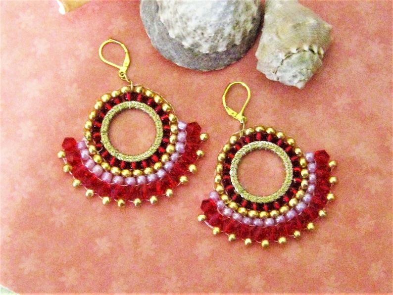 Women's bohemian  sunburst seed bead earrings/ image 0