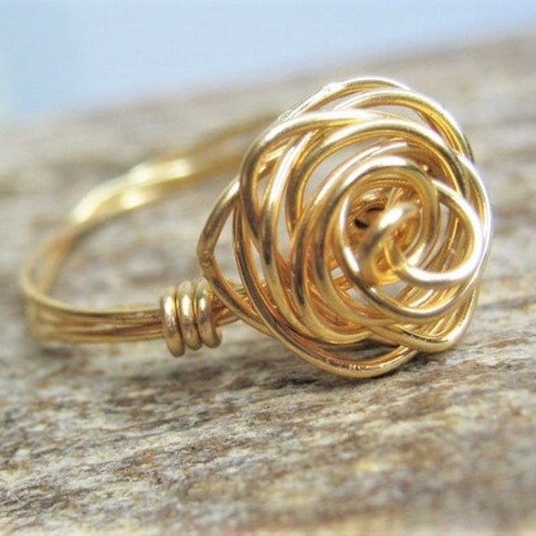 copper or gold  rose ring for women, copper rose for girls, custom size rings, rose rings for girls