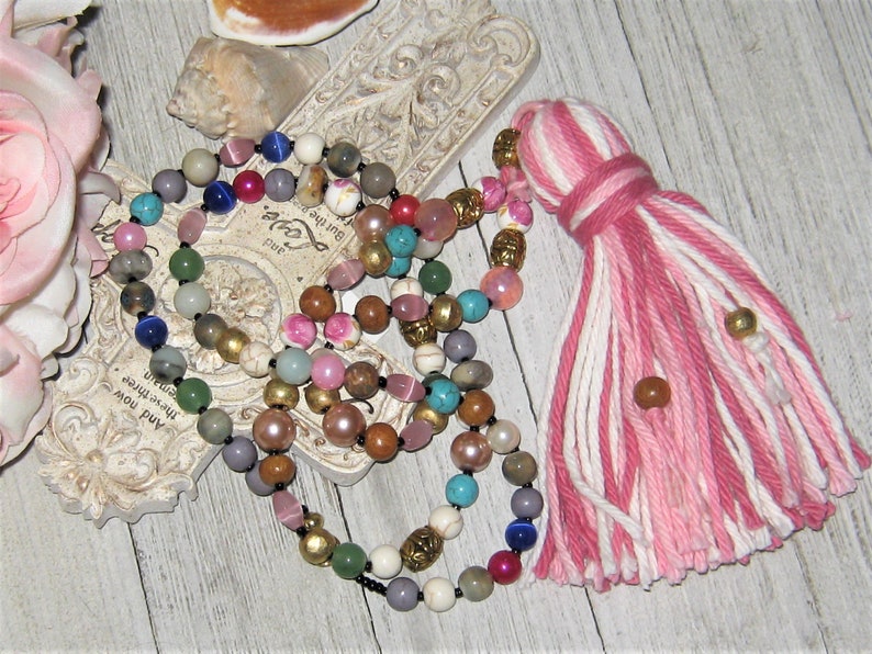 women's jewelry/long boho tassel necklace for women/pink image 0