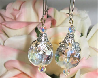 clear crystal drops for women/ handmade crystal earrings/boutique jewelry, elegant crystal earrings, crystal drops for women