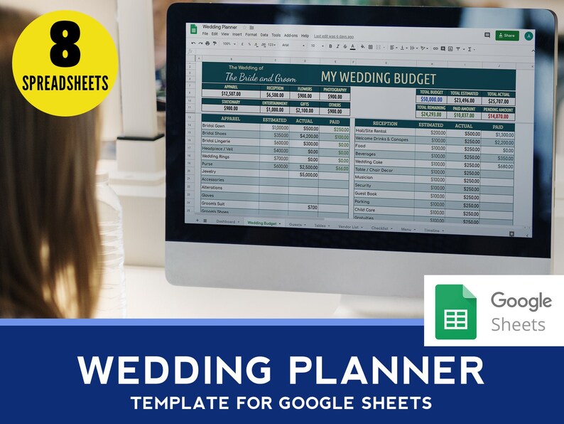Wedding Planner Excel Tracker Spreadsheet Wedding Google Etsy