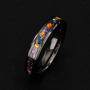 Velociraptor Dinosaur Bone Ring and Meteorite Ring made with Meteorite and Dinosaur Bone 4mm