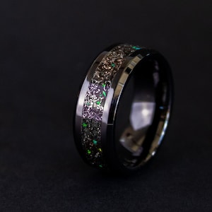 Meteorite Ring, Meteorite Opal Ring, Green Meteorite Ring, Galaxy Ring