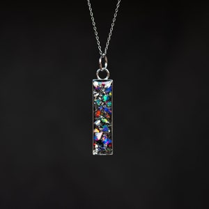 Real Meteorite Necklace Handmade with Sterling Silver and Real Pieces of Meteorite and Opal