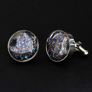 Galaxy Meteorite Cufflinks, Meteorite Cufflinks, Titanium Cufflinks with Real Meteorite