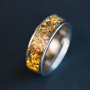 Gold Tungsten Meteorite Ring with Mens Meteorite Ring Gold