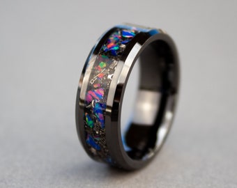 Meteorite Ring, Meteorite Opal Ring, Colorful Meteorite Ring, Galaxy Ring