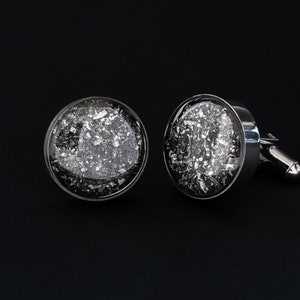 Meteorite Cufflinks, Titanium Cufflinks with Real Meteorite