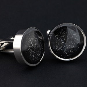 Meteorite Cufflinks Black Titanium Cufflinks with Real Meteorite