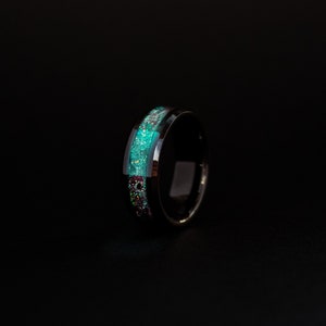 Megalodon Ring Meteorite Ring with Teal Glow Ring Made with Megalodon Fossil