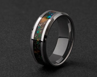 T-Rex Ring, Dinosaur Bone Ring, Meteorite Ring, Tyrannosaurus Ring Tungsten