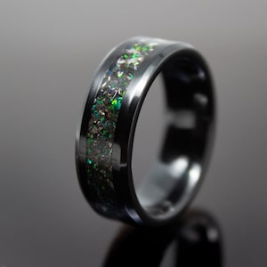 Meteorite Ring, Dinosaur Bone Ring, Meteorite and Dinosaur Ring, Deep Sea Galaxy Ring