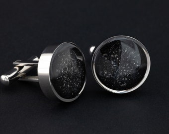 Meteorite Cufflinks Black Titanium Cufflinks with Real Meteorite