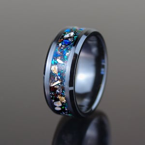 Meteorite Ring, Dinosaur Bone Ring, Meteorite and Dinosaur Ring, Meteorite Glow Ring