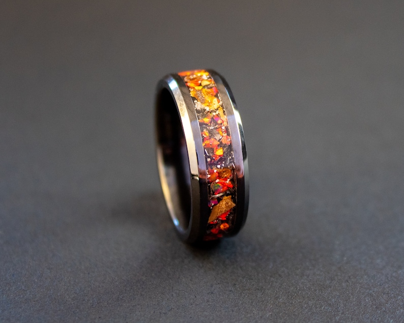 Velociraptor Dinosaur Bone Ring and Gibeon Meteorite Ring made with Meteorite and Dinosaur Bone image 5