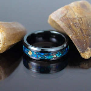 Blue Meteorite Ring Dinosaur Bone Ring Meteorite and - Etsy