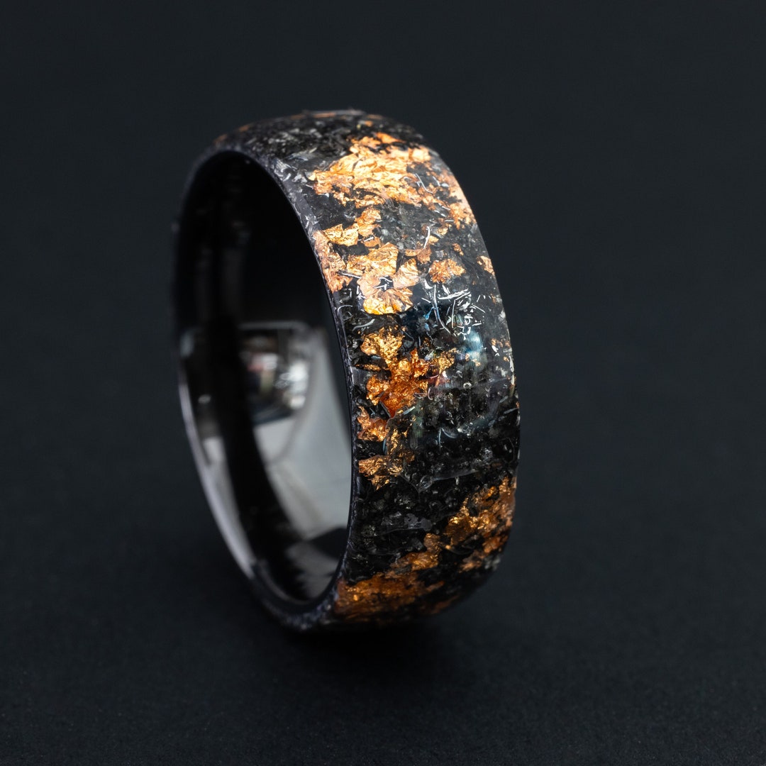 Meteorite Band Ring with Steel