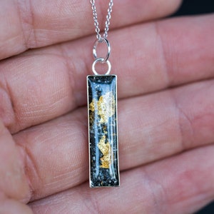 24K Gold Meteorite Necklace, Sterling Silver Necklace with real pieces of meteorite and 24K Gold Necklace image 5
