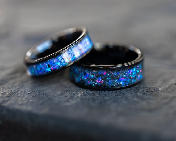 Couples Megalodon Tooth Wedding Rings, Couples Dinosaur Bone