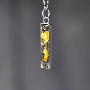 24K Gold Meteorite Necklace, Sterling Silver Necklace with real pieces of meteorite and 24K Gold Necklace image 4