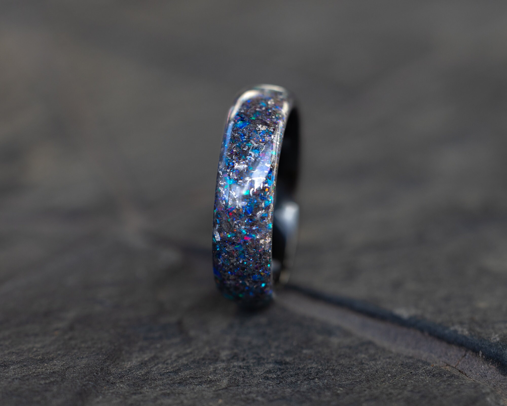 Galaxy Meteorite Glow Ring Unique Ceramic Mens Ring Space Galaxy