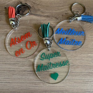 Aanpasbare sleutelhanger van acryl, sleutelhanger voor leraren, sleutelhanger voor Atsem, sleutelhanger voor leraren, schoolcadeau, sleutelhanger voor leraren