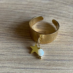 Gold stainless steel ring, heart charm ring, star charm ring, heart steel ring, star steel ring, heart, star