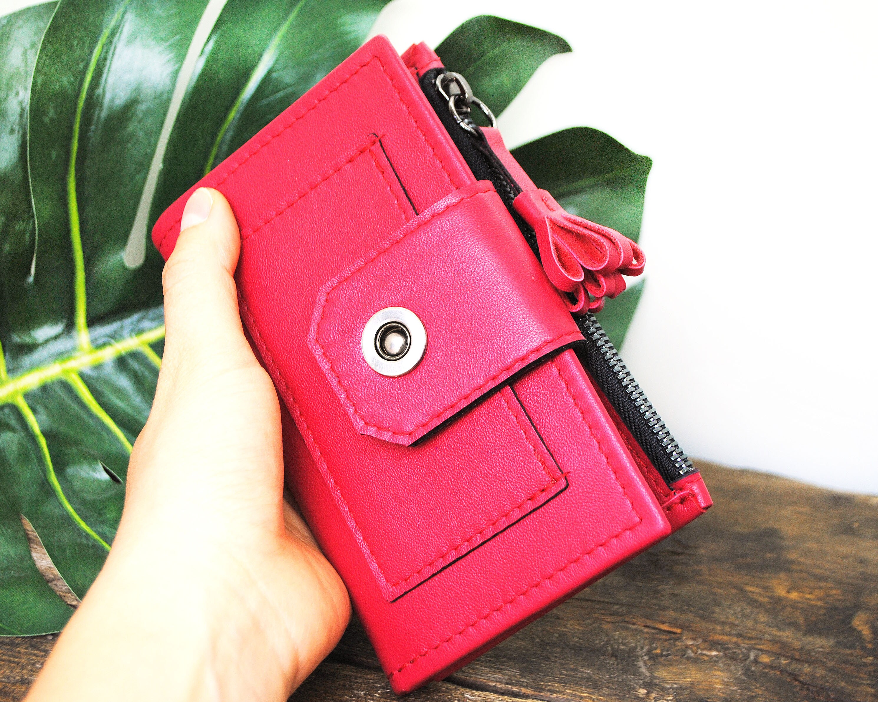 Small Women's Wallet Leather Wallet for Women Red Etsy UK