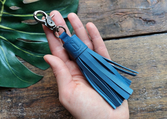 Black Leather Key Chain Tassel, Purse Tassel Charm, Bag Detachable