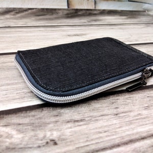 Cartera vaquera con cremallera, Cartera pequeña de tela.