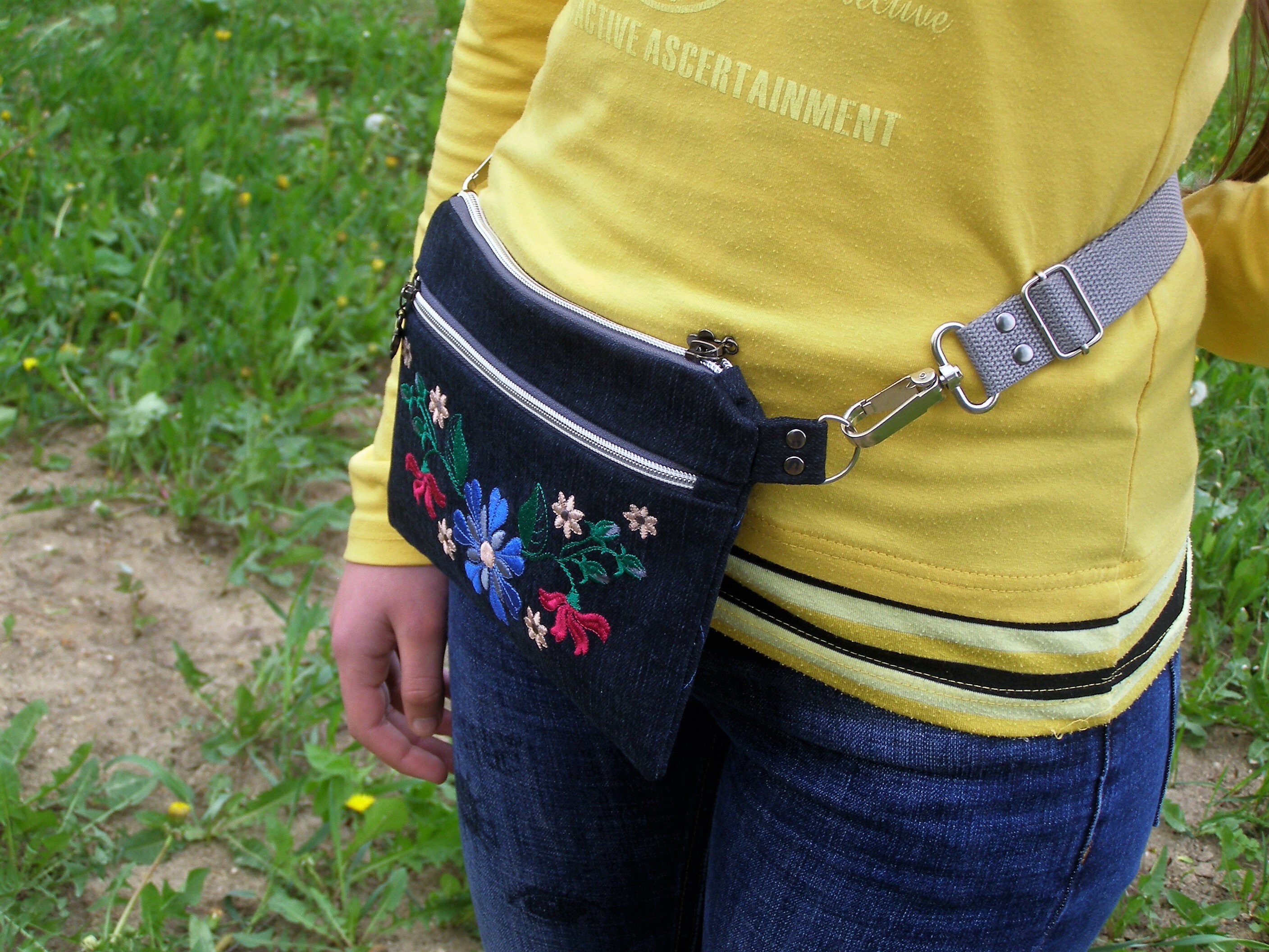 Denim Fanny Pack Boho Belt Purse With Embroidery Jeans - Etsy