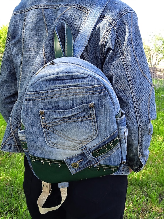 [ JEANS] Archive Denim Backpack ★人気★ Vintage Denim Backpack Jeans Daypack Travel Bag Rucksack