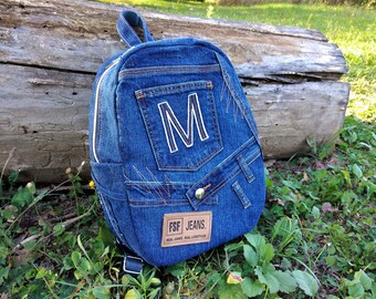 Exclusive Blue Jeans Backpack, Recycled Denim Bag, Urban Backpack.