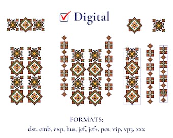 Set of machine embroidery designs, Pattern Ukrainian folk, Сross-stitch machine embroidery design, Ukrainian ornament.