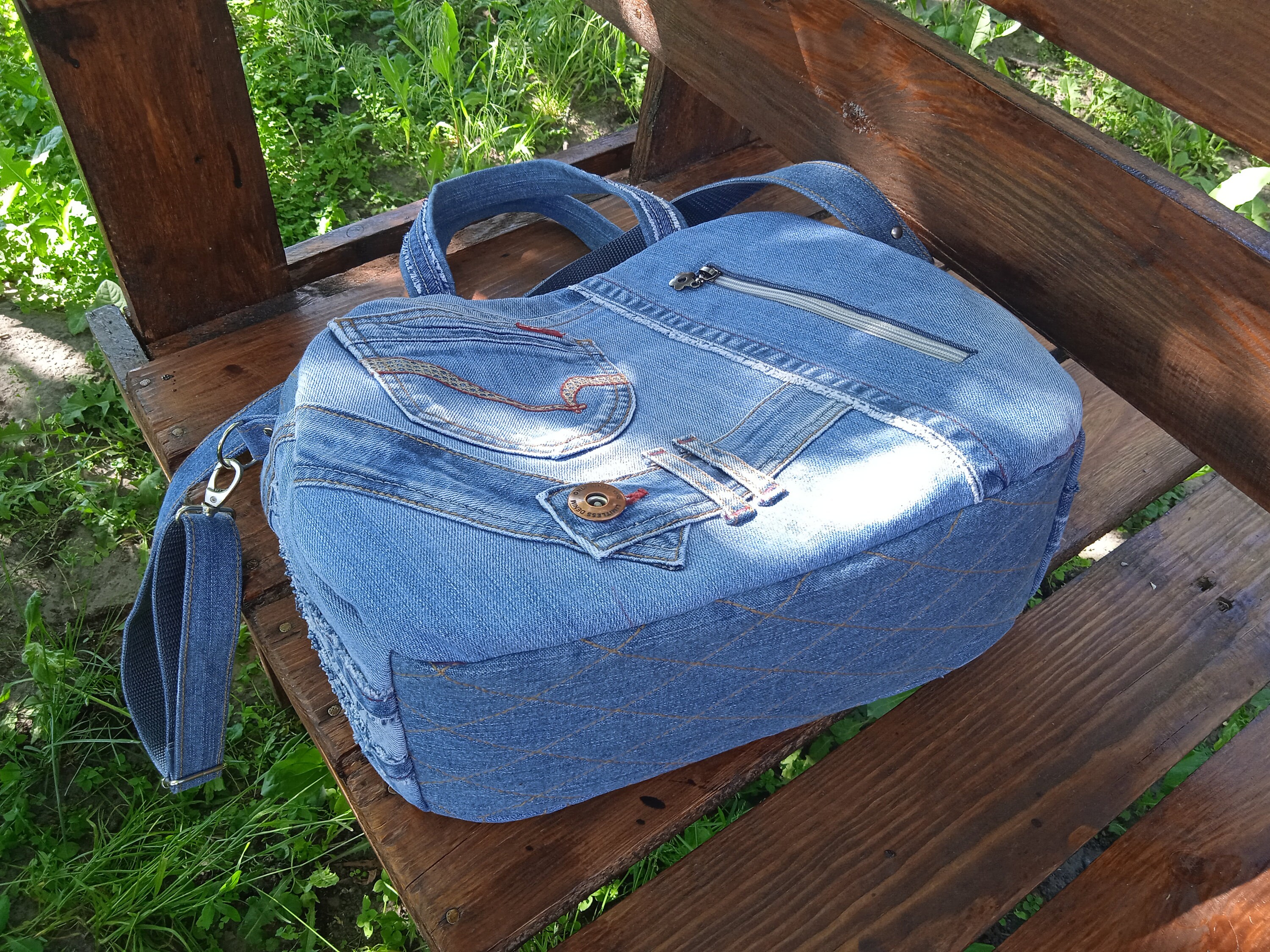 Denim top travel bag