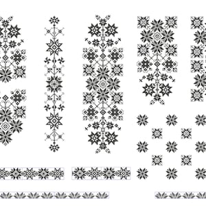 Set von Stickmustern, Ukrainische Folklore, Сross-Stitch Maschinenstickerei, Ukrainische Ornamente.