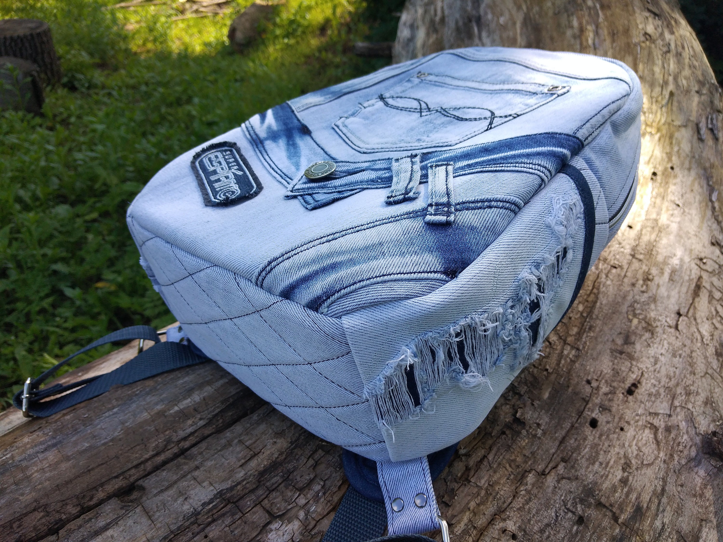 Exclusive Blue Jeans Backpack Recycled Denim Bag Urban Etsy