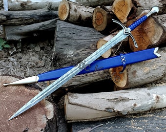 Handgeschmiedetes Wikingerschwert aus Damaststahl mit Scheide, Geschenk für Ihn, Weihnachten, Wattierung, Geburtstagsgeschenk, Vatertagsgeschenk