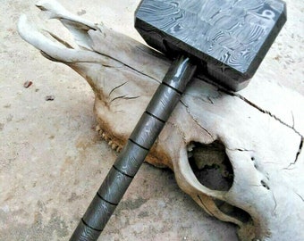 Custom Handmade Damascus Full Tang Hand Forge Hammer, Anniversary gift, Birthday gift, Father day gift, gift for him