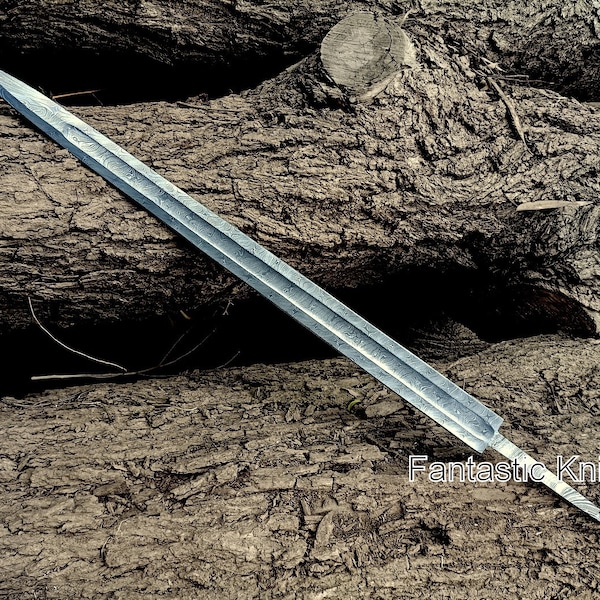 Handmade Damascus Steel Viking Sword Full Tang Blank Blade 34.50"