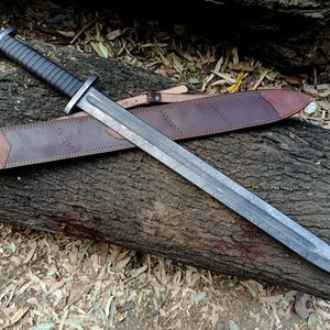 Handmade Damascus Full Tang Viking Sword, 35" Rose Wood Handle, Gift For Him, Wedding Gift, Birthday Gift, Anniversary Gift, Groomsmen Gift