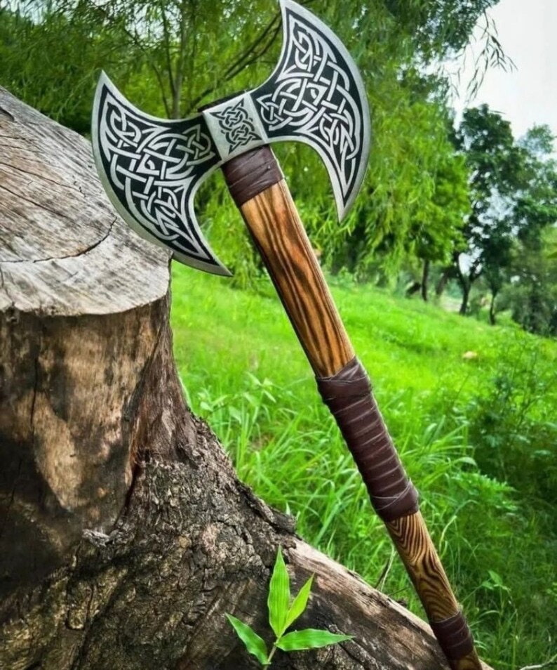 Viking Axe, Camping Axe, Hunting Axe, Carving Axe, Bearded, One-of-a-Kind,  Sharp Blade, Solid Wood, ARSAXE12 - ColdLand Knives