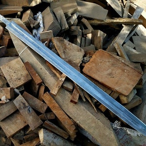 Hand Forged Damascus Full Tang Viking Sword Blade Blank - 33 Inch For Sword Making