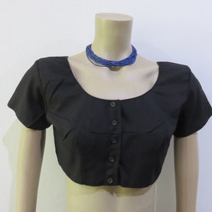5 Sizes Indian Choli Black, Tailor Made, Pure Cotton, Sari Blouse