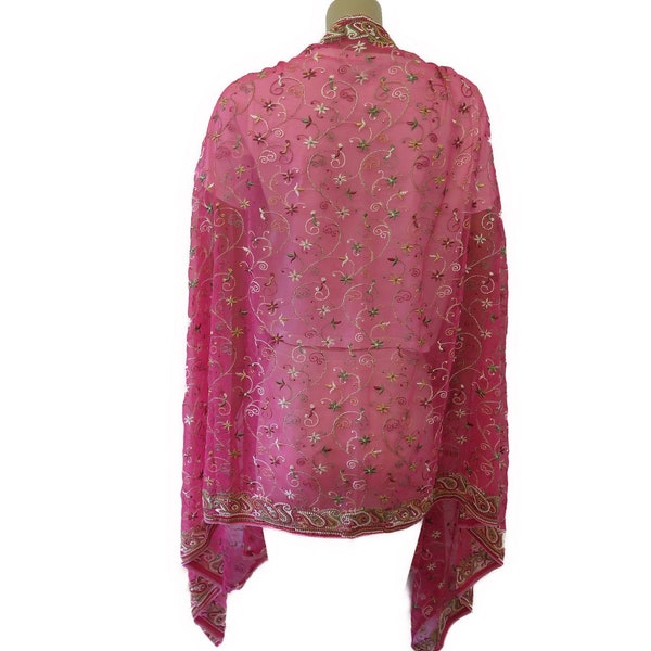 Vintage Dupatta Seiden Schal aus Indien 208x88 cm REDUZIERT Stola Umhängetuch