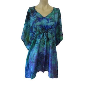 Silk Caftan Tunic From India, Tie Dye Oversize Maternity Blouse/Dress 2 Models
