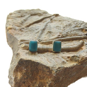 2 Models Turquoise Stud Earrings 925 Sterling Silver Genuine Gemstone from USA image 1