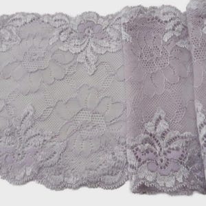 1 m hoogwaardige kant delicate paarse bi-elastiek 15 cm breed, ephemera, restjes, versiering, junk journal, scrapbooking