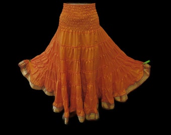 Long silk skirt festive skirt one size dance skirt