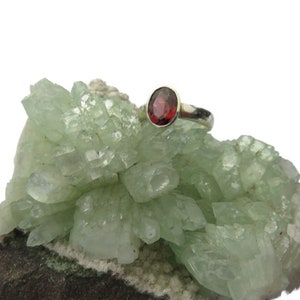 Echter Granat Facettiert Ring in 925 Silber Gr. 57 Handgefertigt